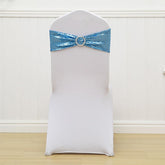 Lofaris Lake Blue Sequin Buckles Banquet Chair Sash Band Bows